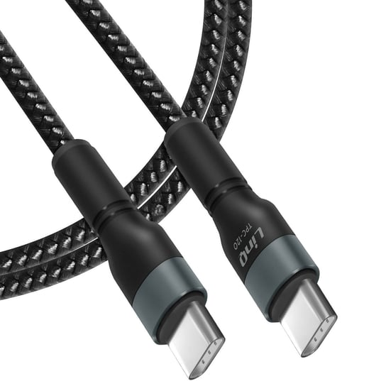 Kabel USB-C do USB-C Zasilanie 60 W Szybkie ładowanie Długość 1,8 m LinQ Czarny LinQ