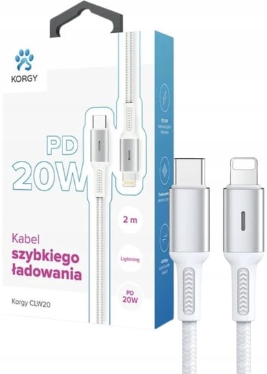 Kabel USB-C - Lighting Korgy CLW20 20W 2m Biały bez marki