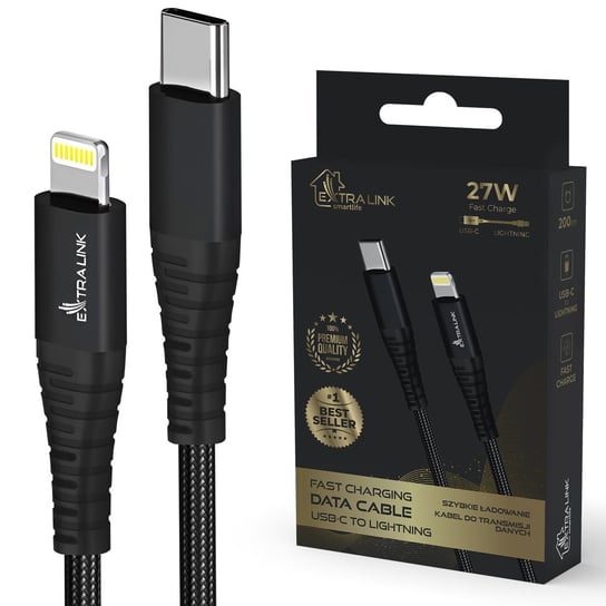 Kabel USB-C - Lightning 27W 2m Szybkie Ładowanie Extralink Smart Life Extralink