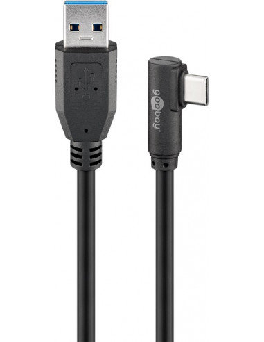 Kabel USB-C™ na USB-A 3.0 90°, czarny - Długość kabla 2 m Goobay