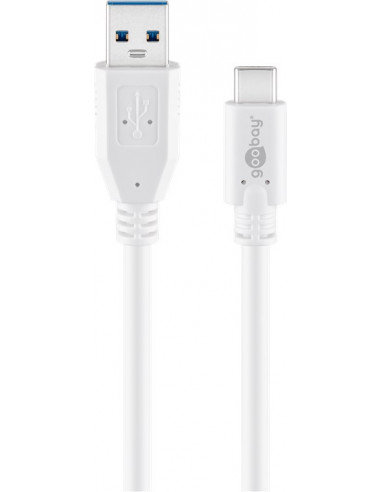 Kabel USB-C™ na USB-A 3.0, biały - Długość kabla 0.5 m Goobay
