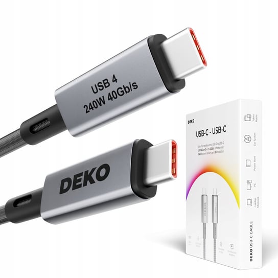 Kabel Usb C Szybkie Ładowanie Usb Typ C Do Apple Thunderbolt 240W Usb4 50Cm DEKO Electronics