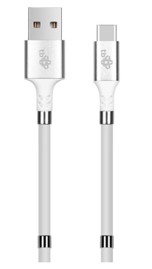 Kabel USB C TB USB biały zwijany z magnetycznymi spinaczami TB