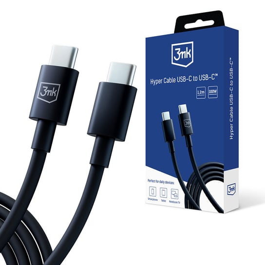Kabel USB-C to C 100W 5A 1.2m - 3mk Hyper Cable Black 3MK