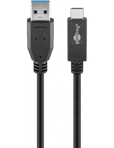 Kabel USB-C™ USB 3.1, 2. generacji, 3 A, czarny - Długość kabla 0.5 m Goobay
