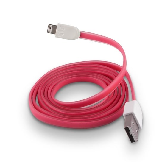 Kabel USB do Apple iPhone 5 FOREVER silikonowy, płaski, różowy Forever