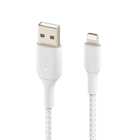 Kabel USB do Lightning 18W Pleciony nylon 1m Ładowanie i synchronizacja Biały Belkin