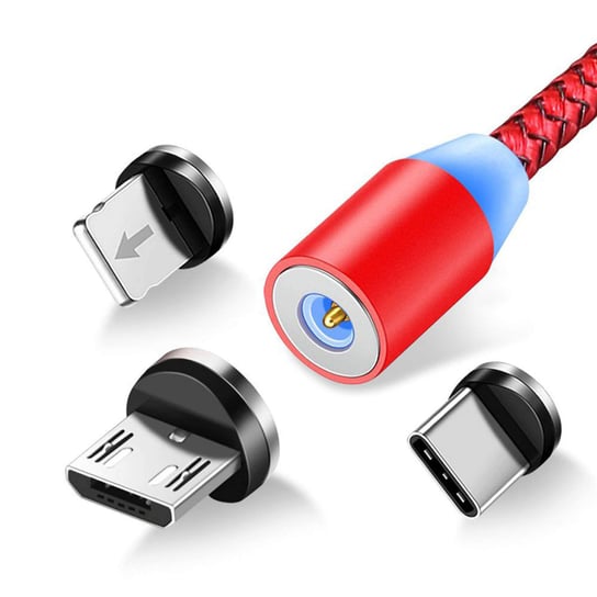 Kabel USB do Lightning, 2,4 A USB-C i Micro-USB do ładowania i synchronizacji, 1,2 m — czerwony Avizar