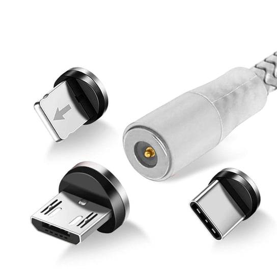 Kabel USB do Lightning, 2,4 A USB-C i Micro-USB do ładowania i synchronizacji, 1,2 m — srebrny Avizar