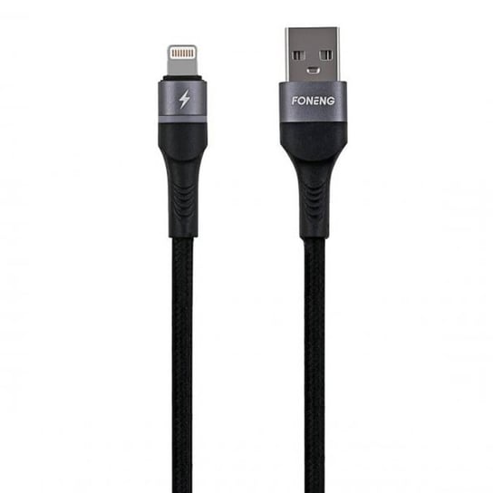 Kabel USB do Lightning Foneng X79, LED, oplot, 3A, 1m (czarny) Inna marka