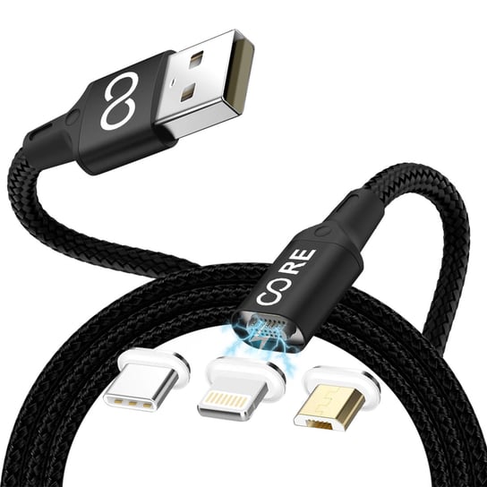 Kabel USB do Lightning, USB-C i Micro-USB Moc 20 W 1 m Forever Black Forever