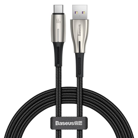 Kabel USB do USB-C Baseus Water Drop-shaped, LED, 66W, 6A, 1m (czarny) Baseus