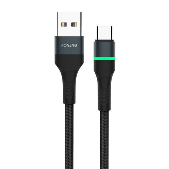 Kabel USB do USB-C Foneng X79, LED, Nylonowy oplot, 66W, 1m (czarny) Inna marka