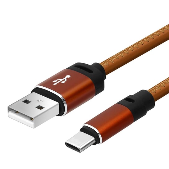 Kabel USB do USB-C Imitacja skóry Ładowanie i synchronizacja 2 m Brązowy Avizar