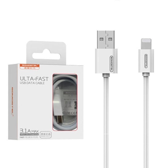Kabel Usb Iphone 3A Somostel Biały 3100Mah Quick Charger 1.2M Powerline Sms-Bp02 White Somostel