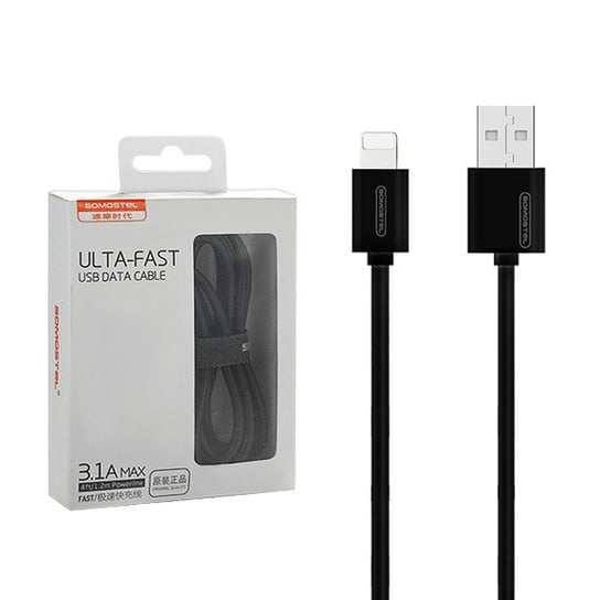 Kabel Usb Iphone 3A Somostel Czarny 3100Mah Quick Charger 1.2M Powerline Sms-Bp02 Black Somostel