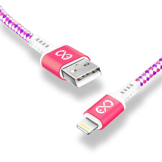 Kabel USB - Lightning eXc DIAMOND 1.5m różowo-biało-fioletowy EXC