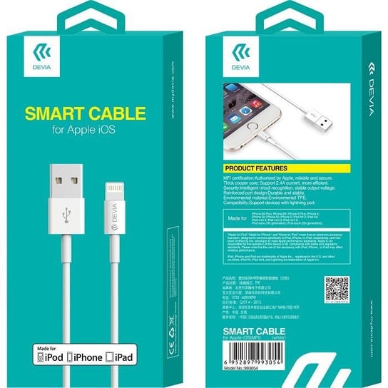 Kabel USB-Lightning iPhone, iPad, iPod DEVIA Smart, 1 m Devia