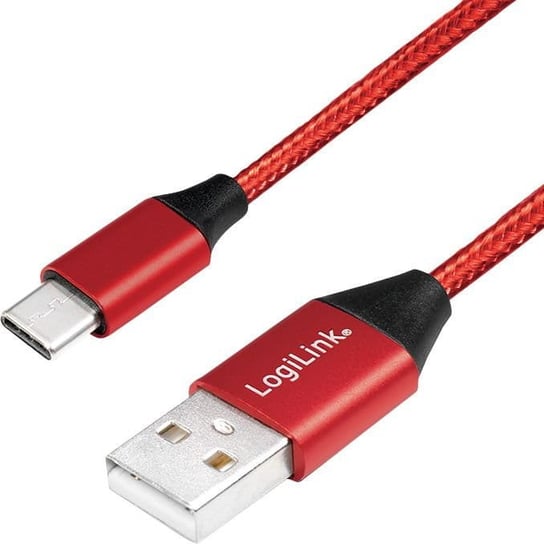 Kabel USB LogiLink USB-A - USB-C 0.3 m Czerwony (CU0147) LogiLink
