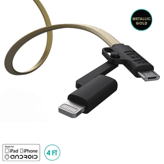 Kabel USB - MicroUSB - Lightning BUQU Cordz Duo, 1.2 m BuQu