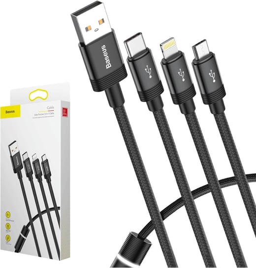 Kabel USB - microUSB/USB-C/Lightning BASEUS 3w1 CAMLT-PY01, 1.2 m Baseus