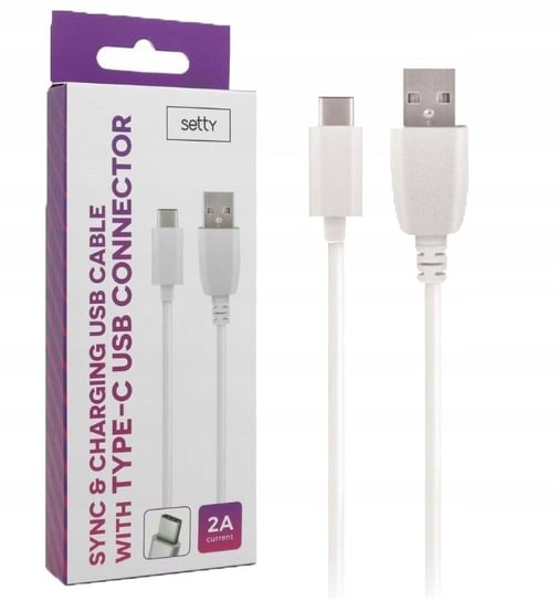 Kabel USB Setty 1m 2A typ USB C Biały Setty