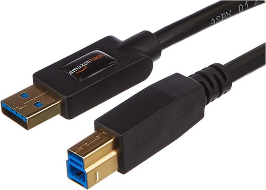 Kabel USB typ A - USB typ B 2.7m Czarny Pozłacane Złącza Amazon Basics