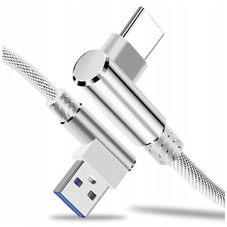 Kabel USB Typ-C Fast Charge QC Angle 90° - Srebrny EtuiStudio