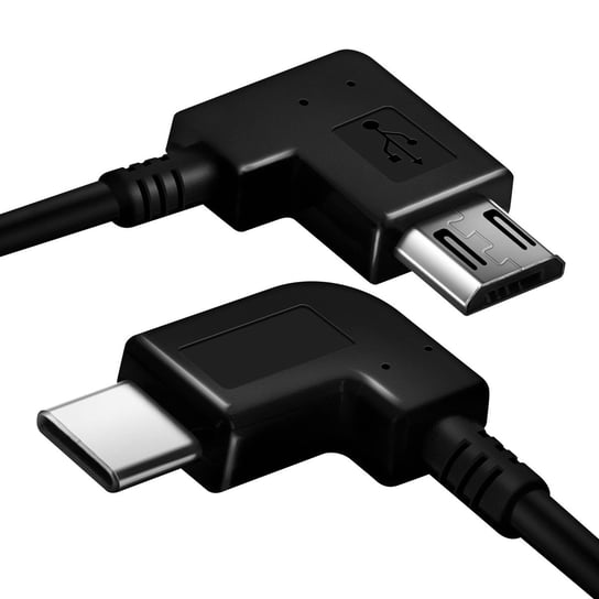 Kabel USB typu C do micro-USB do ładowania i szybkiej synchronizacji Złącze kątowe 30 cm - Czarny Avizar