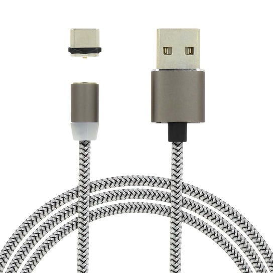 Kabel USB typu C / USB Magnetyczny Smartfon / Tablet Ładowanie / Synchronizacja 1m Srebrny Avizar