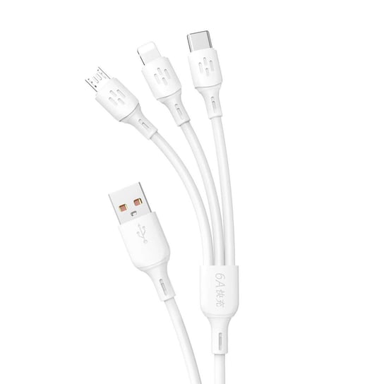 Kabel USB - USB C / micro USB / Lightning 480Mb/s 6A 1.2m - biały Dudao