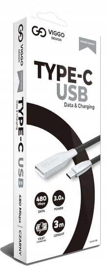 KABEL USB - USB-C VIGGO 3m czarny Viggo Design
