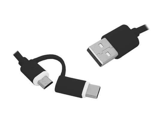 Kabel USB - USB Type-C / microUSB 2w1, czarny LX8422B LTC