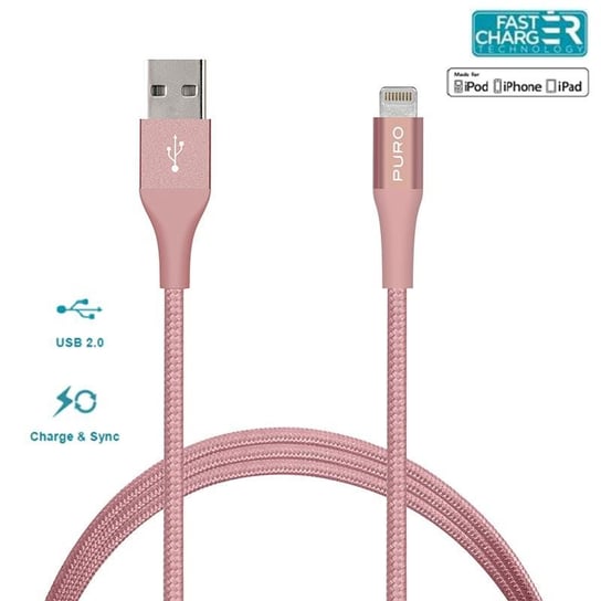 Kabel USB z Lightning PURO Braided, 1 M Puro