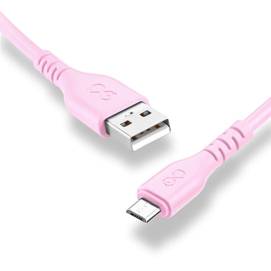 Kabel USBA-mUSB  BASIC 1.2m jasny różowy EXC