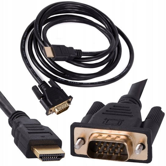 Kabel Vga - Hdmi 2M Gold Złote Złącza Full Hd Przewód D-Sub VERK GROUP