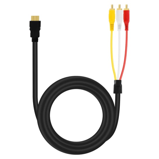 Kabel wideo HDMI do 3x RCA meski 1,5 m, LinQ - czarny LinQ