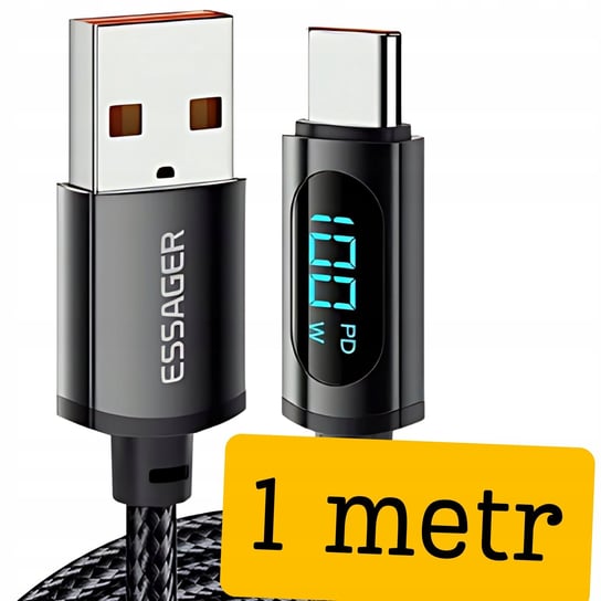 KABEL Z WYŚWIETLACZEM TYP USB-C SZYBKIE ŁADOWANIE USB A - C 100W 5A 1m Inna marka