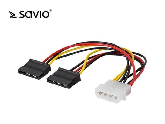 Kabel zasilający / adapter / rozdzielacz 4 pin M - 2x SATA 15 pin F SAVIO AK-13 SAVIO