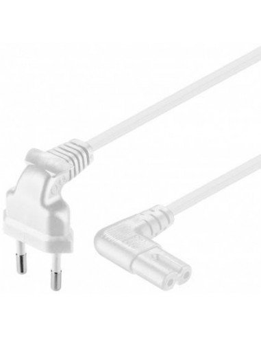 Kabel zasilający kątowy Euro - IEC C7 ósemka 0,75m, biały RB-LAN