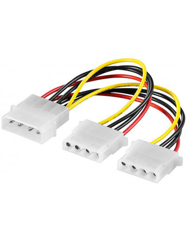Kabel zasilający typu Y/adapter zasilający do komputera 5,25, 1 x wtyk na 2 x gniazdo - Długość kabla 0.16 m Goobay