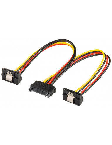 Kabel zasilający typu Y/adapter zasilający do komputera, SATA 1 x wtyk na 2 x gniazdo 90° - Długość kabla 0.2 m Goobay
