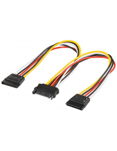 Kabel zasilający typu Y/adapter zasilający do komputera, SATA 1 x wtyk na 2 x gniazdo - Długość kabla 0.2 m Goobay