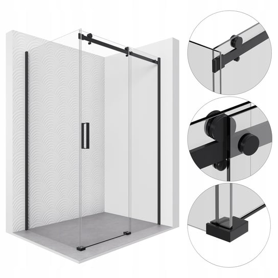 Kabina Prysznicowa 120X80 Black Prostokątna Drzwi Przesuwne 8Mm Esg Sevante SEVANTE
