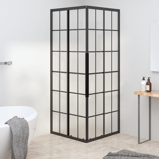 Kabina prysznicowa, mrożone szkło ESG, 70x70x180 cm, czarna vidaXL