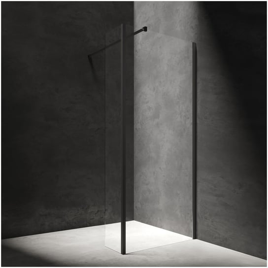 Kabina prysznicowa walk-in 90 cm ze ścianką boczną 30 cm Omnires MARINA MA9030BLTR czarny / transparentny Omnires