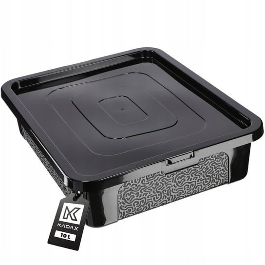 KADAX Pojemnik Organizer 10L Pudełko Zabawki Plastikowe Z Pokrywą Czarny KADAX