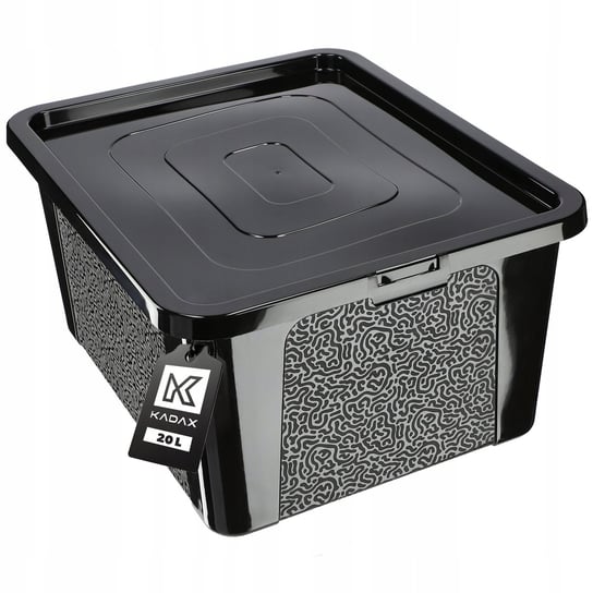KADAX Pojemnik Organizer 20L Pudełko Zabawki Plastikowe Z Pokrywą Czarny KADAX