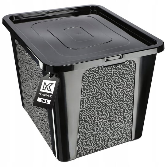 KADAX Pojemnik Organizer 30L Pudełko Zabawki Plastikowe Z Pokrywą Czarny KADAX
