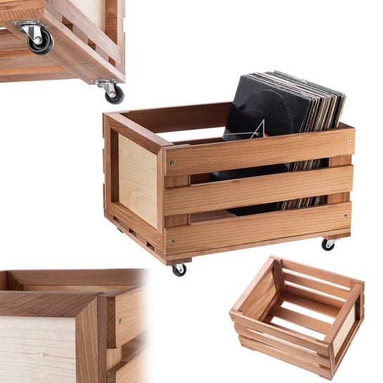 KADAX Skrzynka Na Płyty 45x28cm Winylowe Pojemnik Stojak Winyle Na Kółkach KADAX